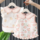 防水防脏围裙 薄款 儿童罩衣宝宝吃饭围兜婴儿辅食饭兜夏季 无袖