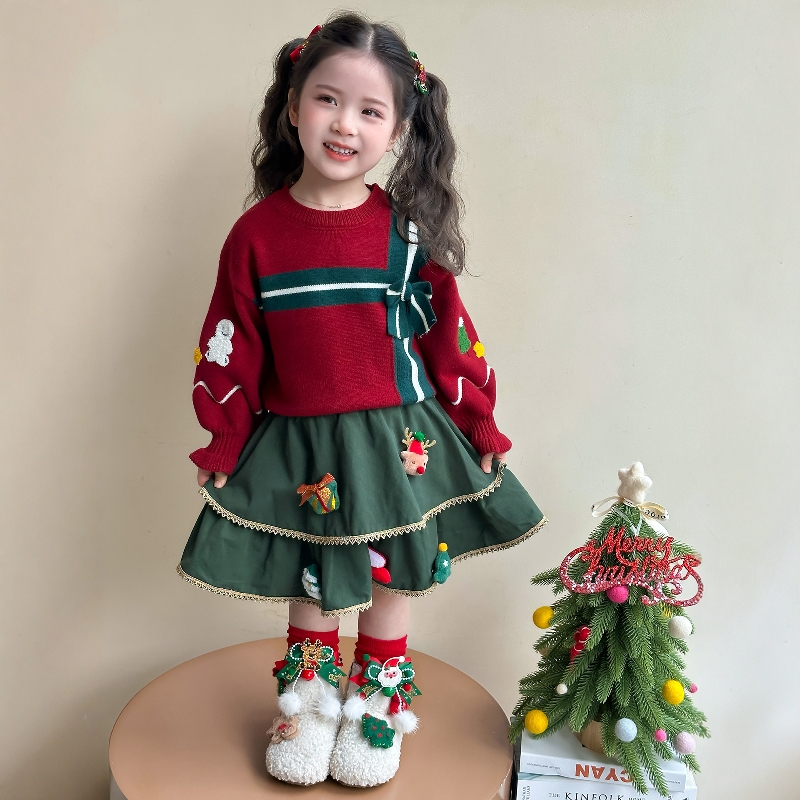 Uamtor女童圣诞毛衣裙子秋冬套装