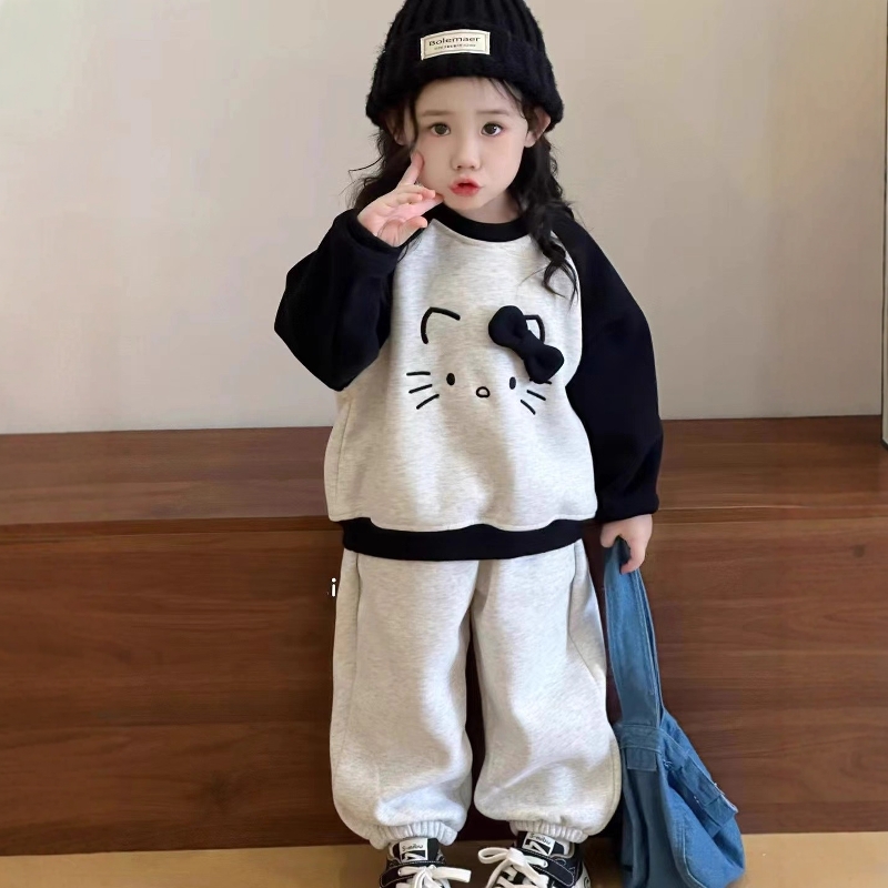 法国Uamtor女童洋气加绒卫衣套装