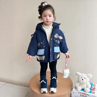 法国Uamtor女童兔子警官加厚棉服外套秋冬2025新款洋气加绒派克服