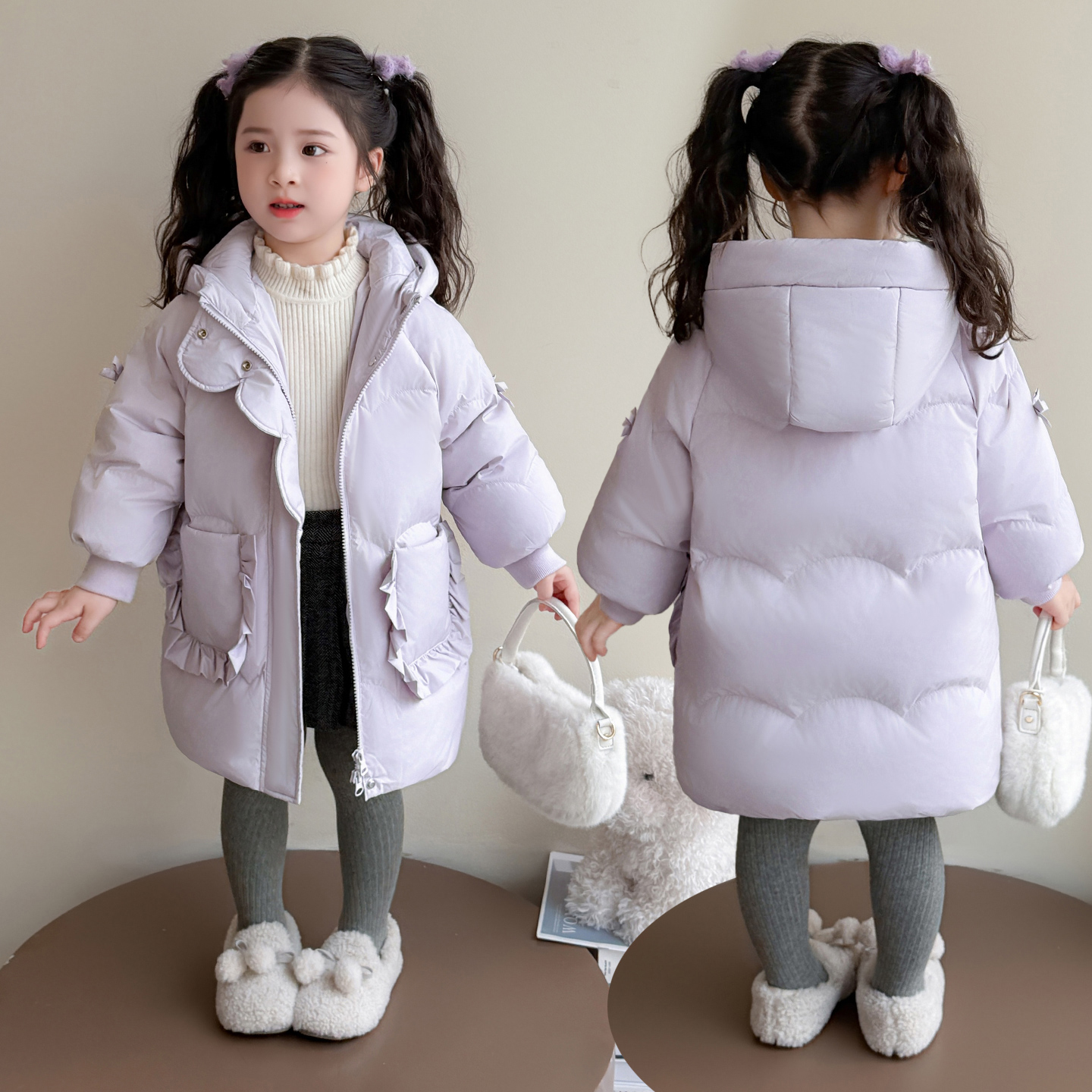 法国Uamtor女童中长白鸭绒羽绒服