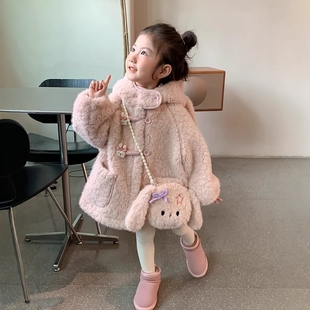 法国Uamtor女小童秋冬装外套2025新款洋气女宝宝秋冬款羊羔绒外套