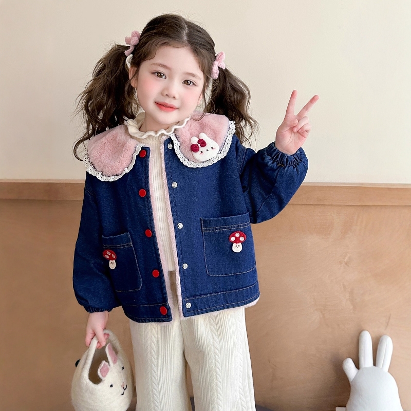 法国Uamtor女小童加绒牛仔潮外套