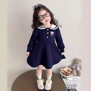 法国Uamtor女童洋气长袖薄款春秋款连衣裙宝宝可爱时髦韩版Polo裙