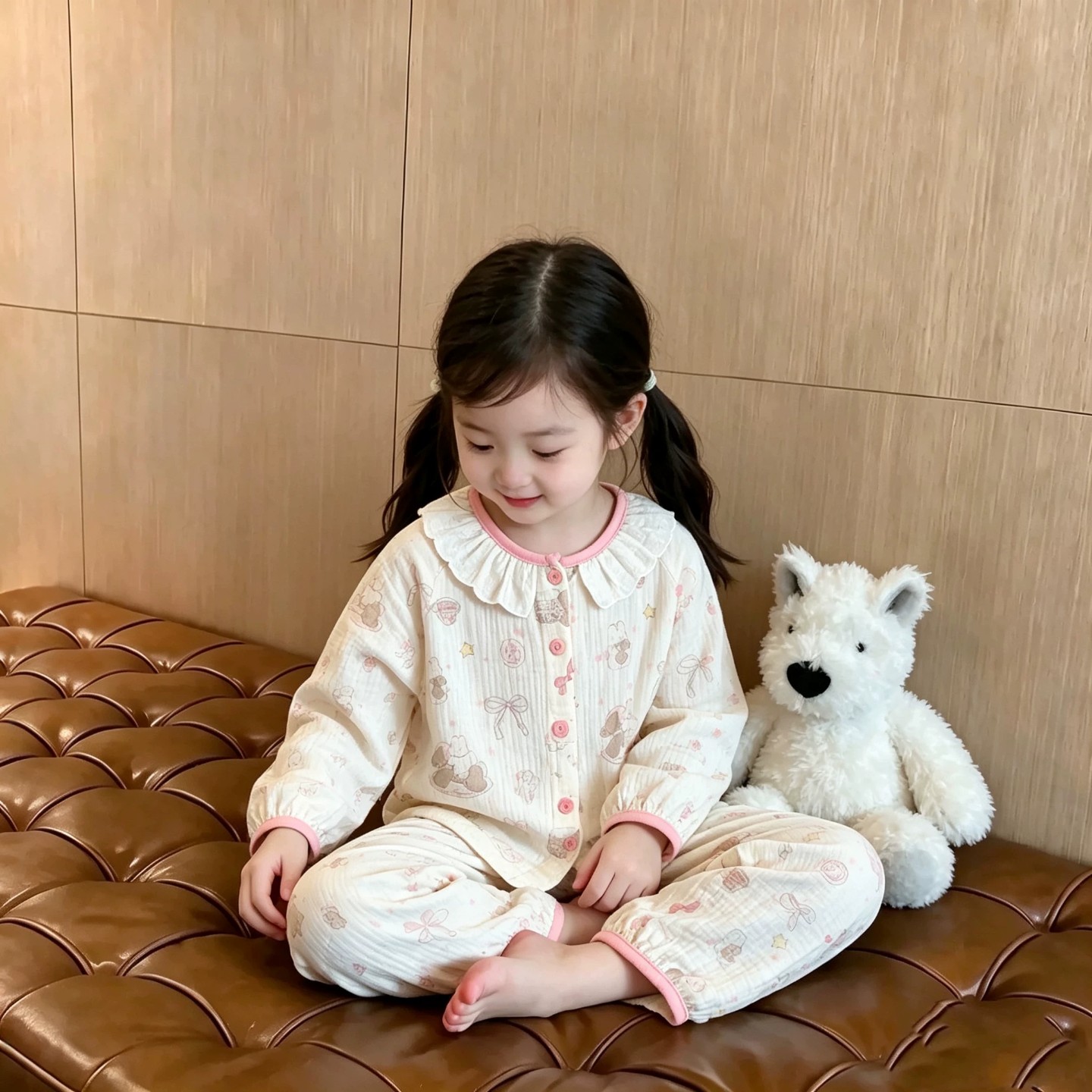 Uamtor女小童A类纯棉春秋睡衣图片