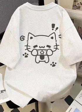 女童夏季纯棉猫咪短袖T恤