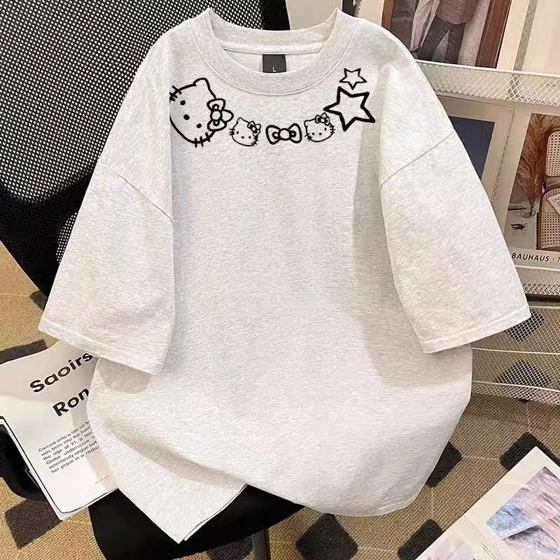 女童美式KT猫印花纯棉短袖T恤