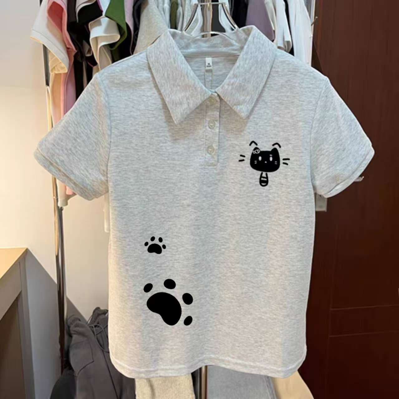 女童纯棉polo衫短袖t恤日系翻领