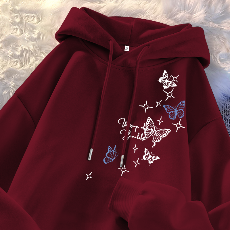 女童本命年酒红色银狐绒蝴蝶连帽套头卫衣中大童秋冬2026新年帽衫,童装/婴儿装/亲子装,卫衣/绒衫,淘宝优惠券,粉丝福利购,淘宝优惠卷
