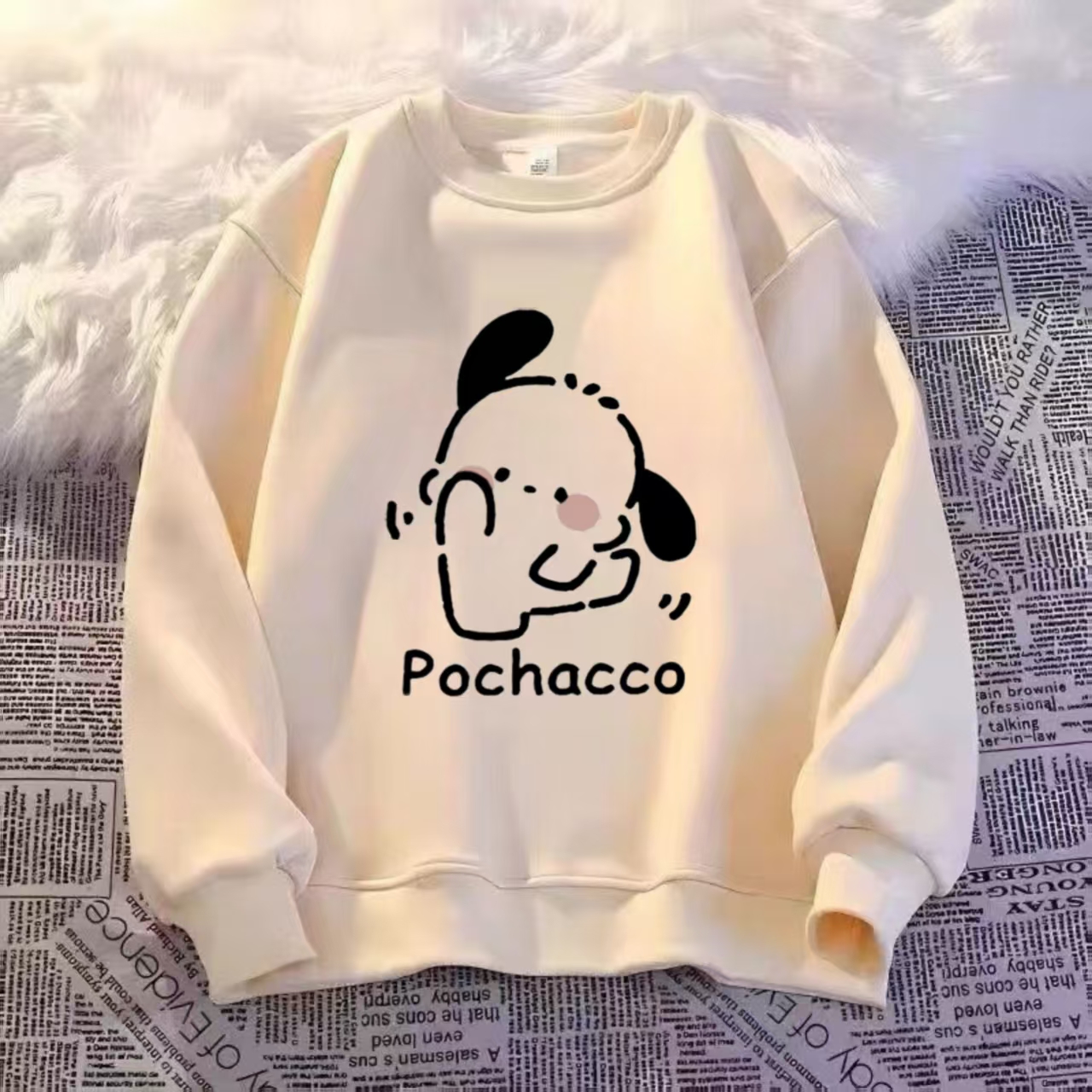 女童2025新款帕恰狗印花圆领卫衣中大童盐系卡通oversize无帽上衣