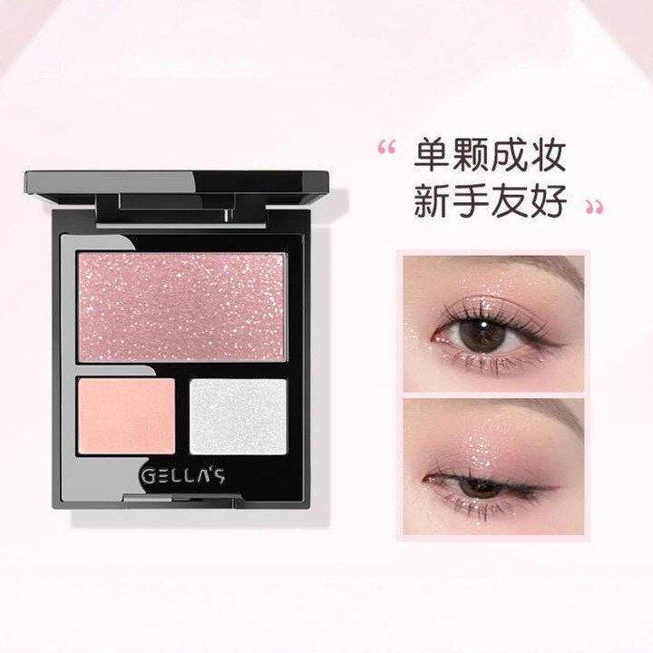 gellas三色眼影盘空灵微光服帖不飞粉微珠光妆容颜色百搭眼影盘