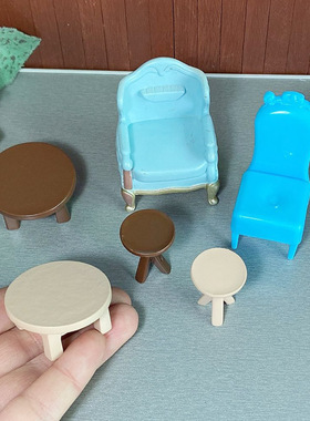 小板凳 棕色蓝色 靠背欧式椅子 原木色迷你 12分BJD家具 OB11娃屋
