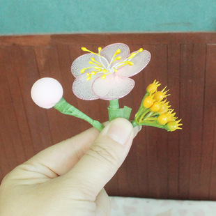 桃花假花 花蕊花骨朵 手工DIY 绯惑 粉色娃屋装饰 丝网花道具BJD