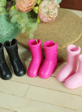 靴子 平脚黑色 玫红 浅粉小布兵人az用迷你娃娃鞋子雪地桃子长靴