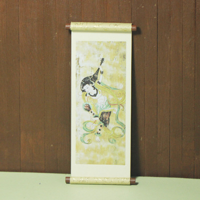 迷你卷轴画壁挂弹琵琶古装场景