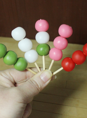 迷你大食玩 三色糯米丸子粉色白色红色绿色仿真34分BJD娃娃DD道具