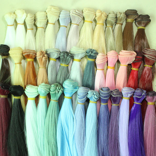 绯惑 39色bjd高温丝 假发排 长15cm宽1米植直发346分BJD DD棉花娃