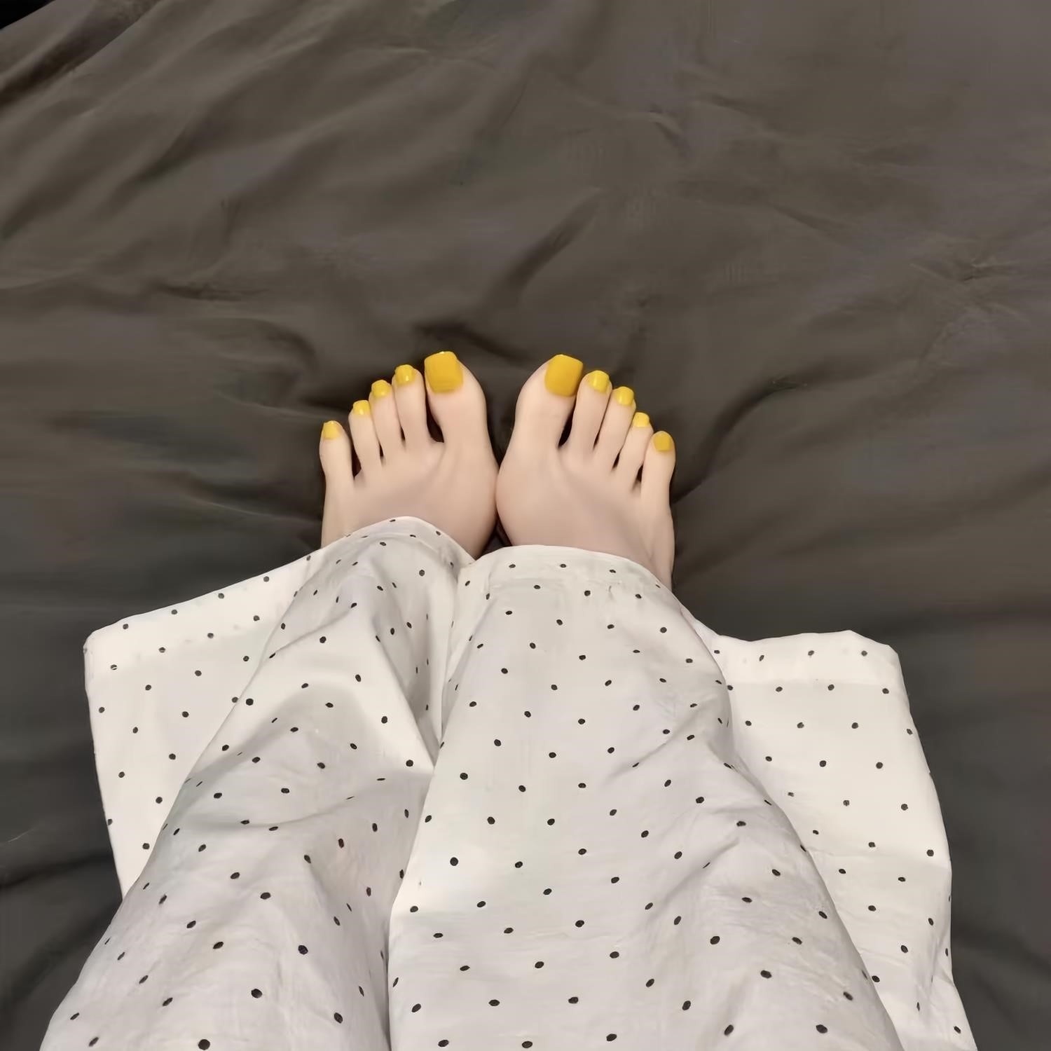 纯手工光疗甲成品脚趾甲美甲贴脚美甲纯色美甲黄色显白脚趾甲贴片