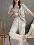 Летняя хлопковая пижама, летний тонкий топ с чашечками, комплект для отдыха