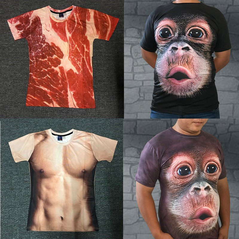 ins猩猩的T恤 行走的五花肉衣服个性猪肉图案印花短袖T恤情侣直播