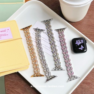 iwatch11表带苹果韩系闪钻蝴蝶