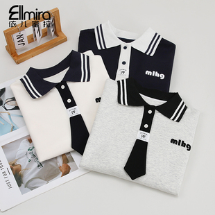 9889女童卫衣春装新品儿童上衣翻领套头洋气学院大童高品质