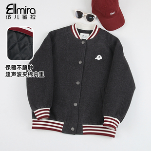 9565女童棒球服夹棉加厚外套秋冬时尚学院风上衣大童休闲潮