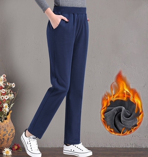 宽松保暖直筒棉裤 加绒加厚运动裤 大码 高腰卫裤 子女外穿2025秋冬季