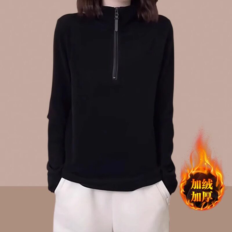 德绒长袖卫衣女士2025秋冬新款加绒加厚爆款小个子减龄女装打底衫