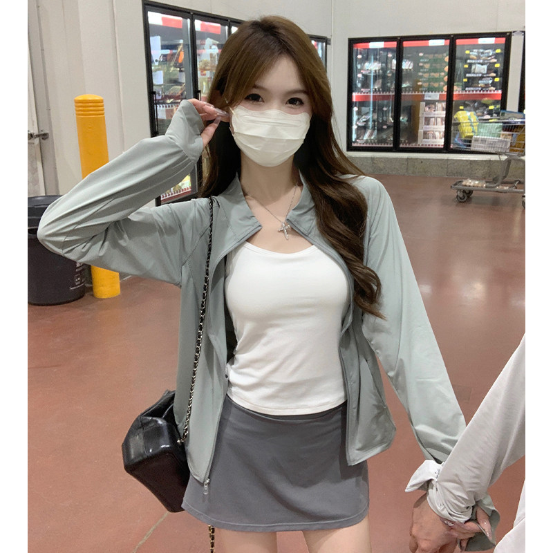 灰色冰丝防晒衣女2026新款夏季薄款防紫外线立领修身显瘦上衣外套