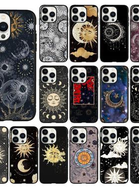 适用iPhone15系列太阳星座月亮星空13primax手机壳苹果14plus保护套12mini卡通11phonecase