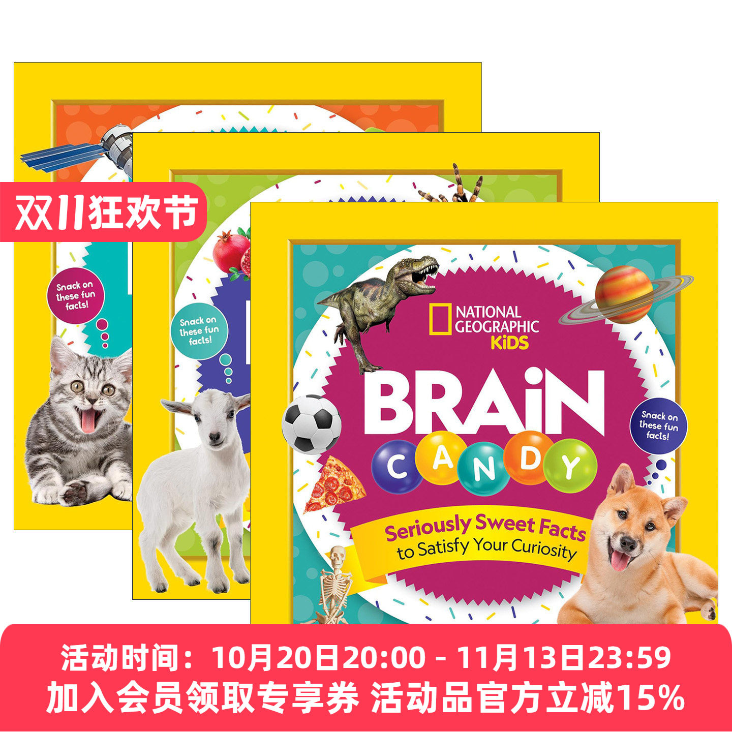 英文原版 Brain Candy 国家地理青少年科学与自然 脑轻松3册 儿童科普百科 英文版 进口英语原版书籍