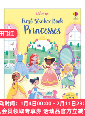 英文原版 Usborne First Sticker Book: Princesses 公主主题贴纸书 200多张贴纸 尤斯伯恩儿童启蒙认知益智游戏 进口英语原版书籍