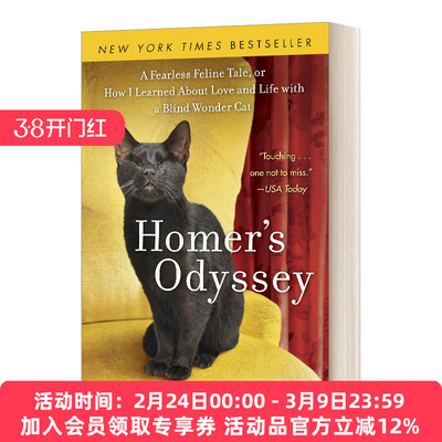 荷马的奥德赛 英文原版 Homer's Odyssey 一个无畏的猫的故事 或者我是如何从一只瞎猫身上学会爱情和生活 英文版 进口英语书籍