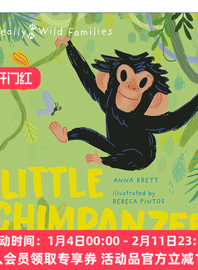 英文原版 Little Chimpanzee A Day in the Life of a Baby Chimp 小黑猩猩 黑猩猩宝宝的一天 动物主题精装儿童绘本 进口英语书籍