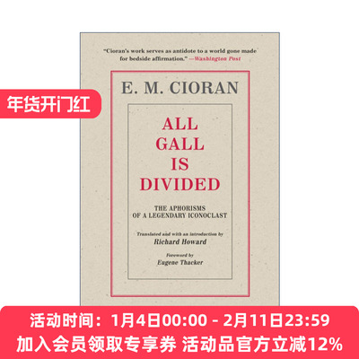 英文原版 All Gall is Divided 苦论 萧沆/齐奥朗短句集 英文版 进口英语原版书籍