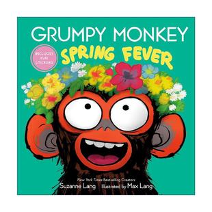 英文原版 Grumpy Monkey Spring Fever Includes Fun Stickers 暴怒猴春天的兴奋 儿童精装情绪绘本 Suzanne Lang 英文版