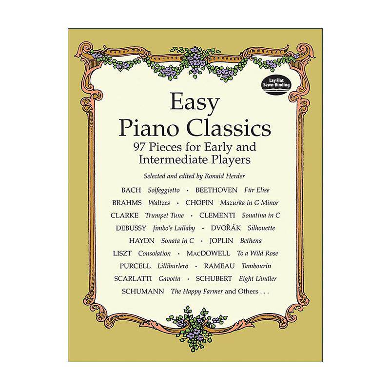 英文原版 Easy Piano Classics 简易钢琴经典曲目 适合初级与中级演奏者的练习指南 乐谱 英文版 进口英语原版书籍