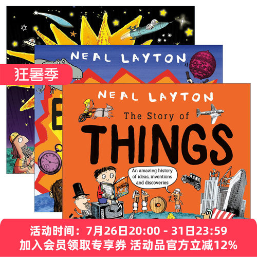 英文原版 The Story of Everything/Stars/Things 一切事/星星/事物的故事 3册 儿童科普百科知识绘本 Neal Layton 英文版 进口书