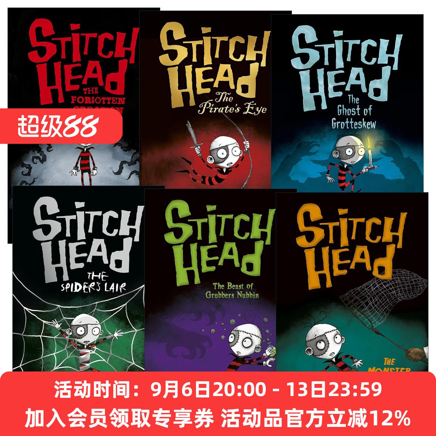 英文原版 Stitch Head 补丁儿系列1-6册 儿童章节桥梁故事书 同名动画原著 Guy Bass 英文版 进口英语原版书籍