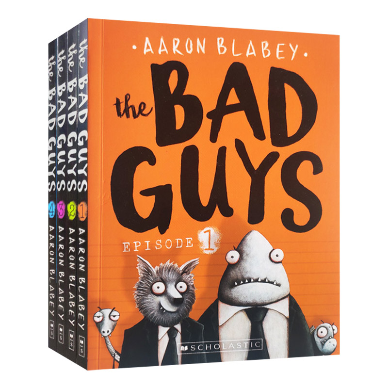 我是大坏蛋 4本盒装 英文原版 The Bad Guys: the Bad Box 1-4 砍人先生儿童趣味漫画英语学习章节书小说 Scholastic Aaron Blabey