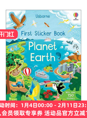 英文原版 Usborne First Sticker Book Planet Earth 行星地球主题贴纸书 150多张贴纸 尤斯伯恩儿童启蒙认知益智游戏 英文版