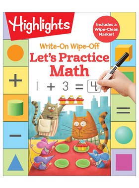 英文原版 Write-On Wipe-Off Let's Practice Math 可写可擦 数学练习 亮点幼儿儿童启蒙认知绘本 Highlights 游戏活动书进口书籍