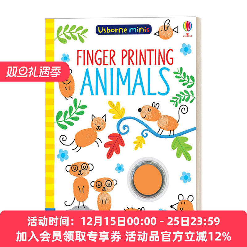 手指涂鸦书 英文原版 Finger Printing Animals 动物 儿童益智趣味开发 艺术启蒙 英文版 进口英语原版书籍