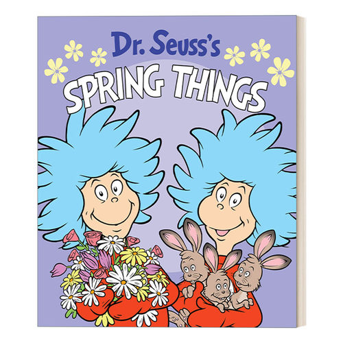 苏斯博士春天的东西 英文原版 Dr. Seuss's Spring Things 早教纸板书 撕不烂 低幼适龄版图画书 帽子里的猫主角 英文版进口英语书