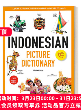 印度尼西亚语图片词典 英文原版 Indonesian Picture Dictionary 学习1500个泰语单词和短语 精装 英文版 进口英语原版书籍