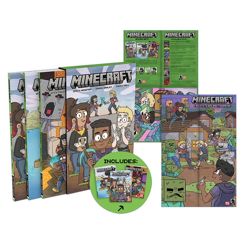 英文原版 Minecraft Boxed Set 我的世界官方漫画小说集1-3卷盒装版附海报 青少年儿童冒险英语故事图形书 英文版 进口英语原版书