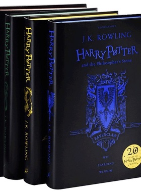 英文原版 哈利波特与魔法石20周年精装纪念版四册套装 Harry Potter Philosopher's Stone JK罗琳 哈利波特1 学院珍藏版 进口 正版