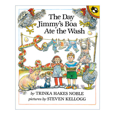 英文原版 The Day Jimmy's Boa Ate the Wash 那天吉米的蟒蛇吃掉了洗好的衣服 儿童幽默绘本 Steven Kellogg 进口英语原版书籍