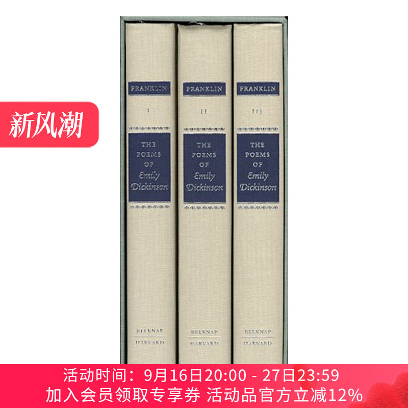 现货 英文原版 The Poems of Emily Dickinson  艾米莉·狄金森诗选 集注版 3册盒装 英文版 进口英语原版书籍